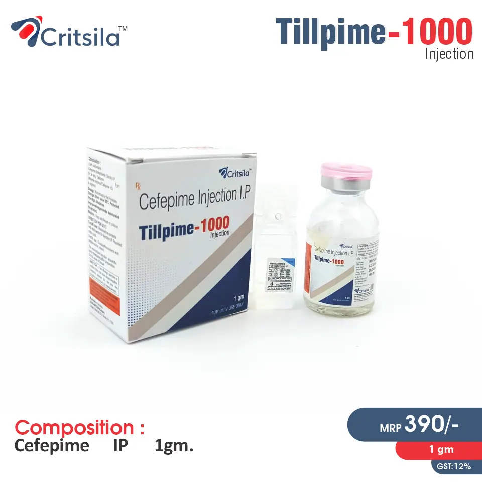 Cefepime (1000mg) Tillpime 1000 Injection at best price in PCD Pharma Franchise for bacterial infections.